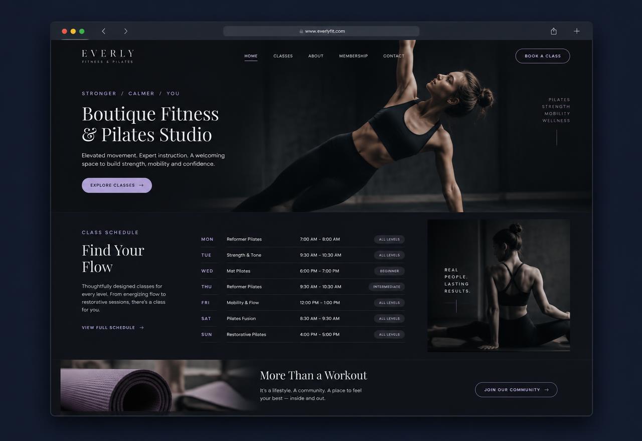 Everly Fitness demonstration website